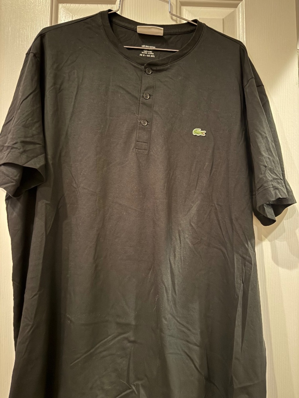 Lacoste t-shirt, FR-8 or US 3XL, black, Pima cotton